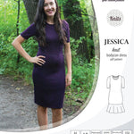 Pdf sewing pattern Jessica Bodycon dress for knit fabrics with peplum