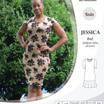 Pdf sewing pattern Jessica Bodycon dress for knit fabrics with peplum