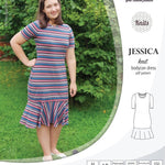 Pdf sewing pattern Jessica Bodycon dress for knit fabrics with peplum