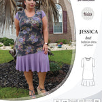 Pdf sewing pattern Jessica Bodycon dress for knit fabrics with peplum