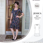 Pdf sewing pattern Jessica Bodycon dress for knit fabrics with peplum