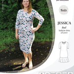 Pdf sewing pattern Jessica Bodycon dress for knit fabrics with peplum