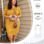 Pdf sewing pattern Jessica Bodycon dress for knit fabrics with peplum