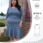 Pdf sewing pattern Jessica Bodycon dress for knit fabrics with peplum