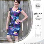 Pdf sewing pattern Jessica Bodycon dress for knit fabrics with peplum