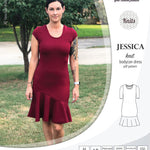 Pdf sewing pattern Jessica Bodycon dress for knit fabrics with peplum