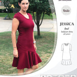 Pdf sewing pattern Jessica Bodycon dress for knit fabrics with peplum