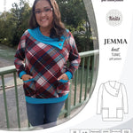 Pdf sewing pattern S1049 Jemma knit tunic with asymmetrical collar and pockets