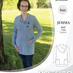 Pdf sewing pattern S1049 Jemma knit tunic with asymmetrical collar and pockets