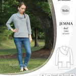 Pdf sewing pattern S1049 Jemma knit tunic with asymmetrical collar and pockets