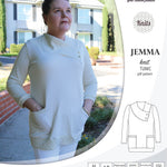 Pdf sewing pattern S1049 Jemma knit tunic with asymmetrical collar and pockets