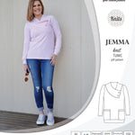 Pdf sewing pattern S1049 Jemma knit tunic with asymmetrical collar and pockets