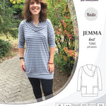 Pdf sewing pattern S1049 Jemma knit tunic with asymmetrical collar and pockets