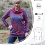 Pdf sewing pattern S1049 Jemma knit tunic with asymmetrical collar and pockets