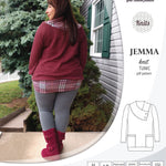 Pdf sewing pattern S1049 Jemma knit tunic with asymmetrical collar and pockets