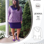 Pdf sewing pattern S1049 Jemma knit tunic with asymmetrical collar and pockets