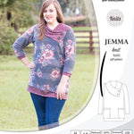 Pdf sewing pattern S1049 Jemma knit tunic with asymmetrical collar and pockets