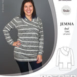 Pdf sewing pattern S1049 Jemma knit tunic with asymmetrical collar and pockets