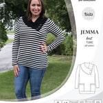 Pdf sewing pattern S1049 Jemma knit tunic with asymmetrical collar and pockets