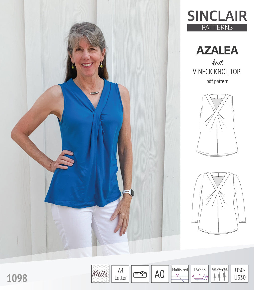 Azaela Pattern Sinclair Patterns AZALEA V-NECK KNOT TOP FOR KNIT FABRICS Azalea ...