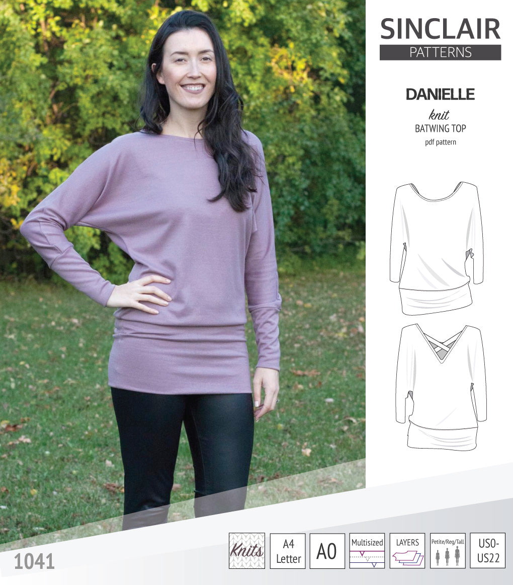 Sinclair Patterns S1041 Danielle batwing top, dolman top for women pdf sewing pattern