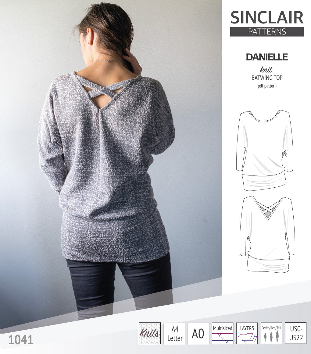 Sinclair Patterns S1041 Danielle batwing top, dolman top for women pdf sewing pattern
