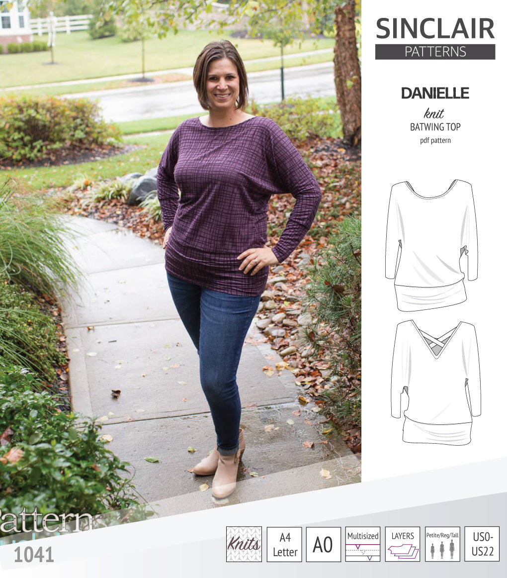Sinclair Patterns S1041 Danielle batwing top, dolman top for women pdf sewing pattern