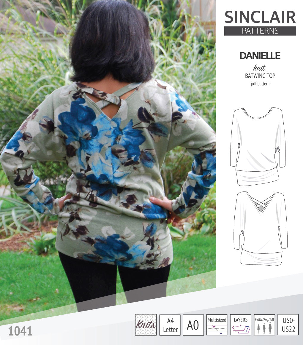 Sinclair Patterns S1041 Danielle batwing top, dolman top for women pdf sewing pattern