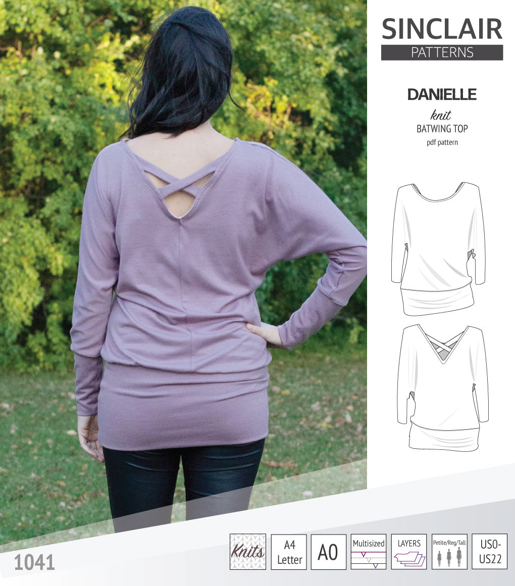 Sinclair Patterns S1041 Danielle batwing top, dolman top for women pdf sewing pattern
