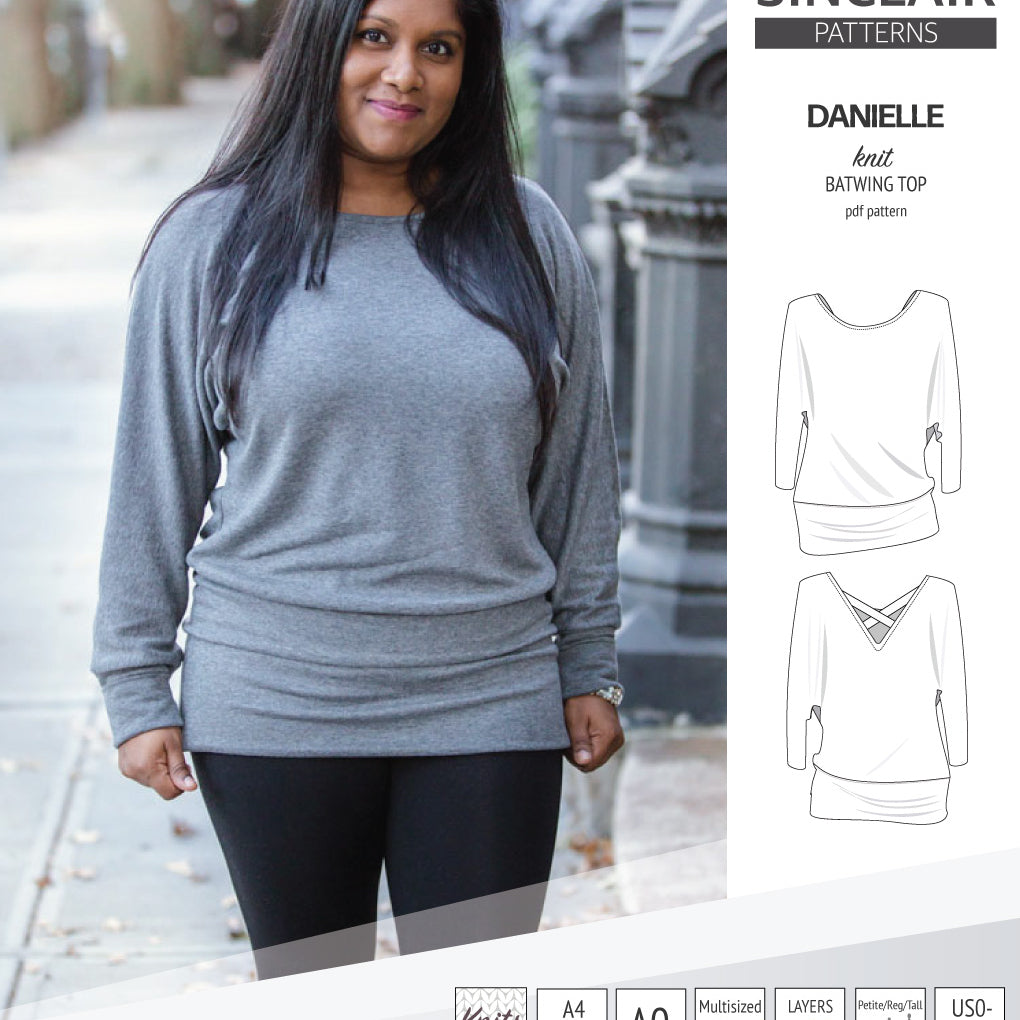Sinclair Patterns S1041 Danielle batwing top, dolman top for women pdf sewing pattern