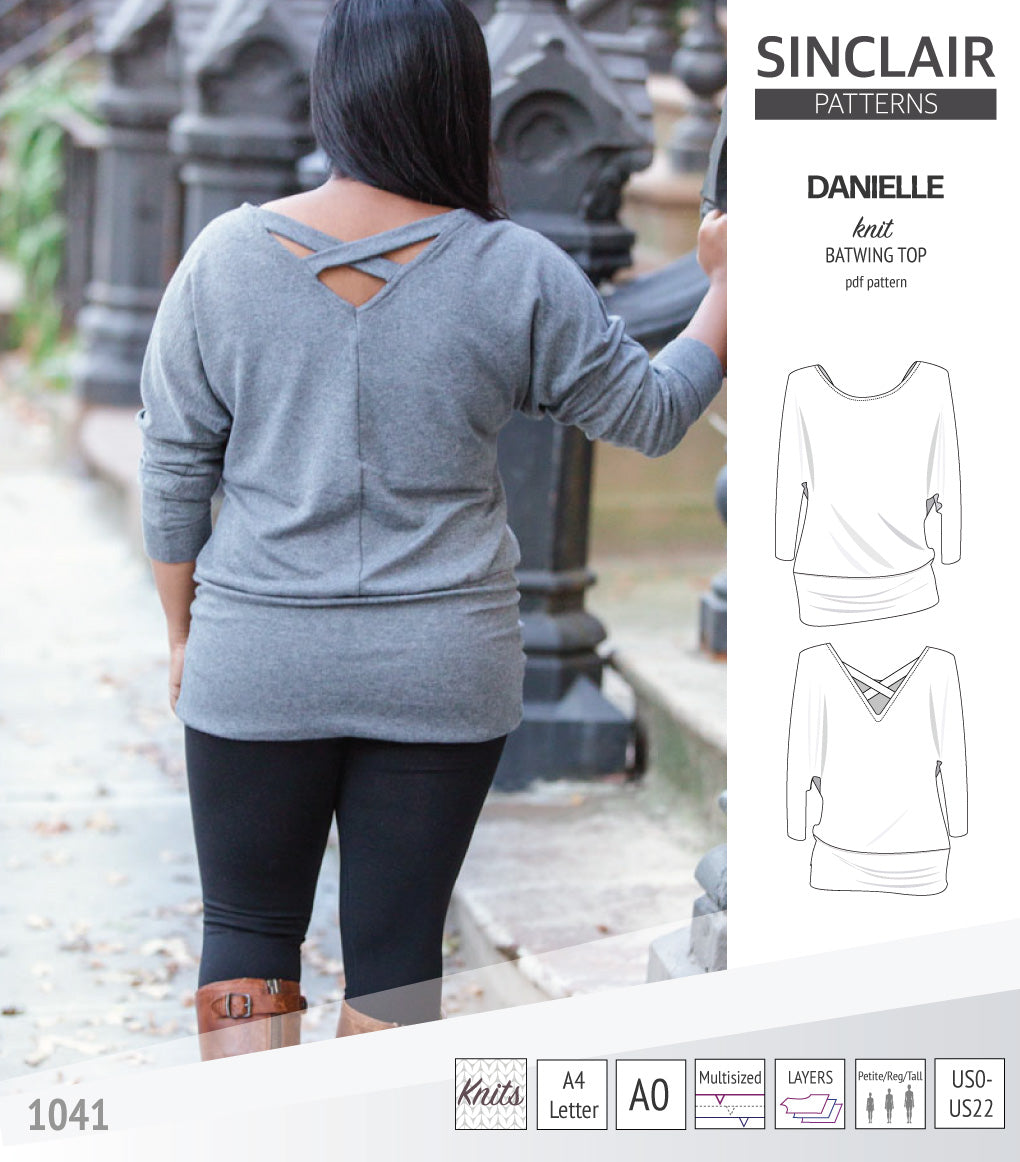 Sinclair Patterns S1041 Danielle batwing top, dolman top for women pdf sewing pattern