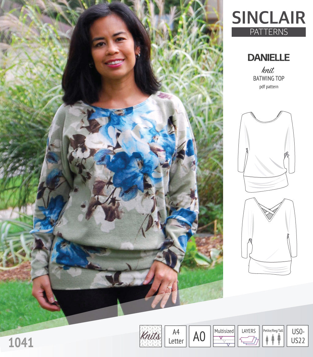 Sinclair Patterns S1041 Danielle batwing top, dolman top for women pdf sewing pattern