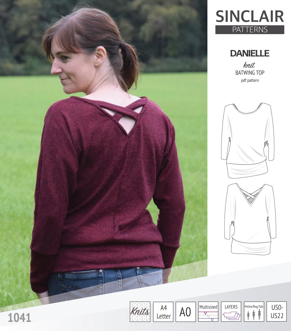Sinclair Patterns S1041 Danielle batwing top, dolman top for women pdf sewing pattern