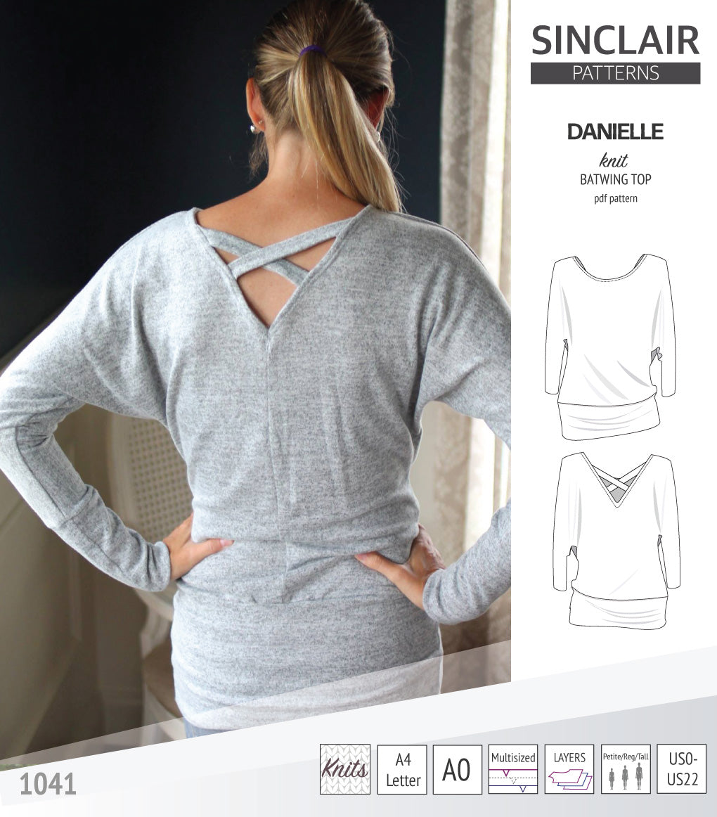 Sinclair Patterns S1041 Danielle batwing top, dolman top for women pdf sewing pattern