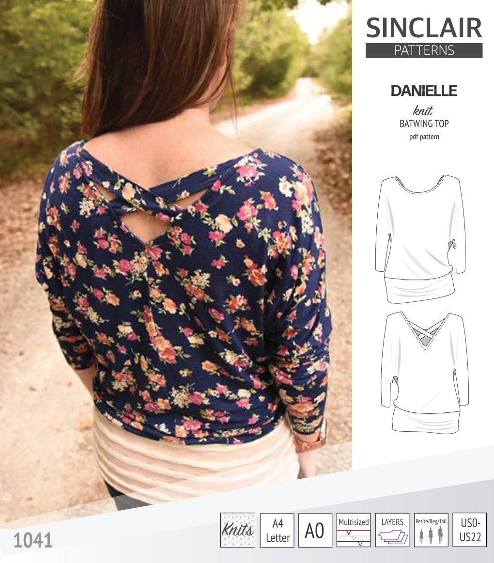 Sinclair Patterns S1041 Danielle batwing top, dolman top for women pdf sewing pattern