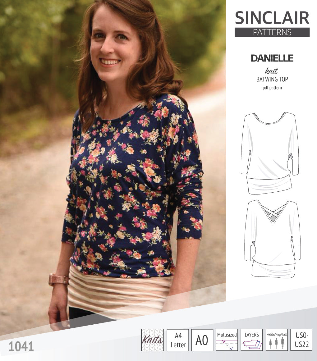 Sinclair Patterns S1041 Danielle batwing top, dolman top for women pdf sewing pattern