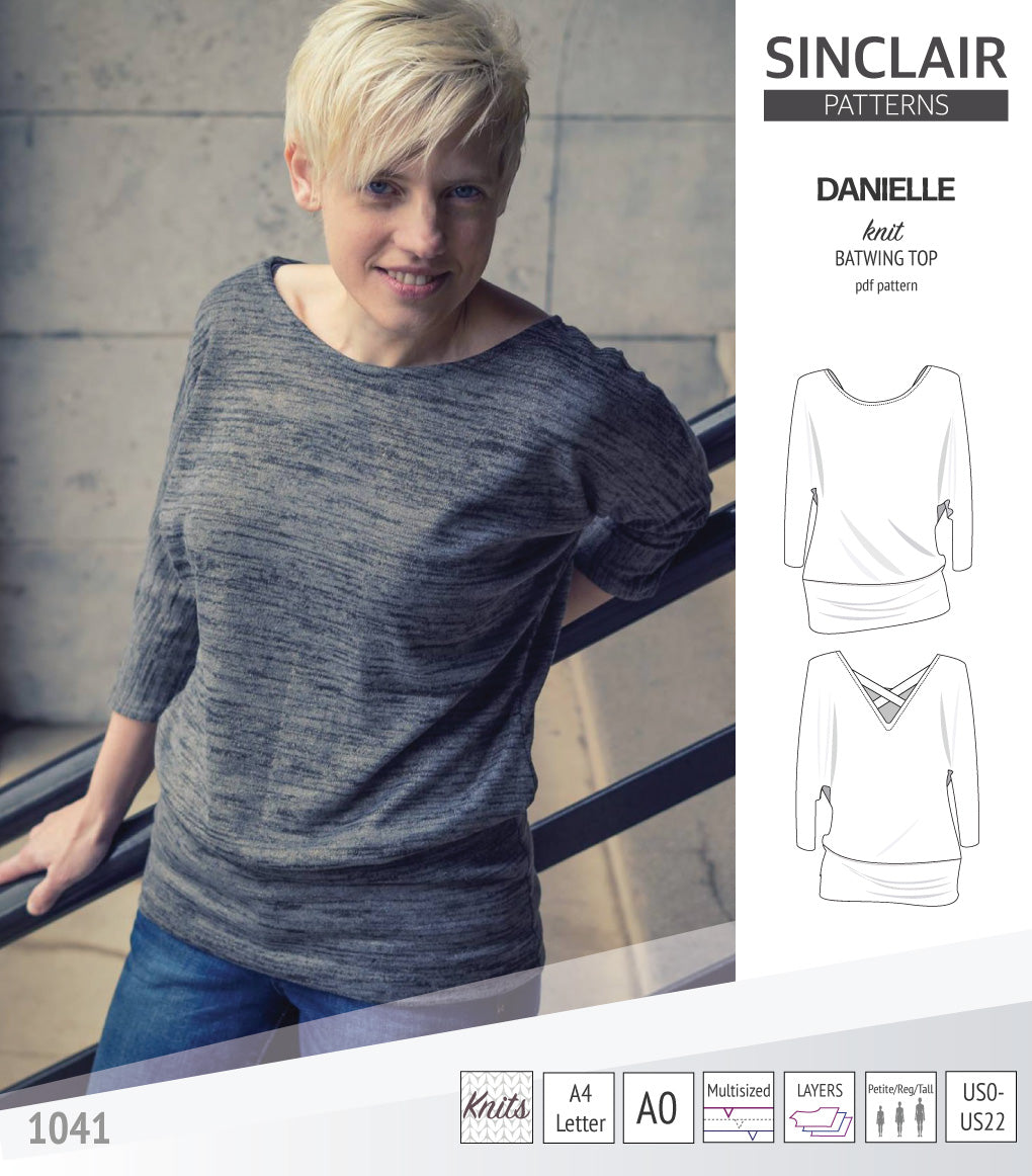 Sinclair Patterns S1041 Danielle batwing top, dolman top for women pdf sewing pattern