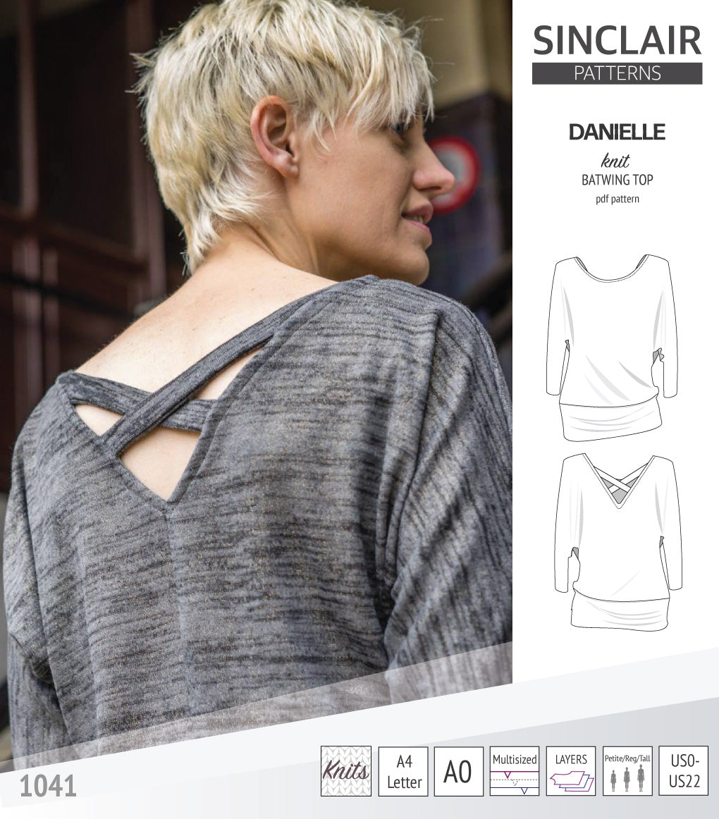 Sinclair Patterns S1041 Danielle batwing top, dolman top for women pdf sewing pattern